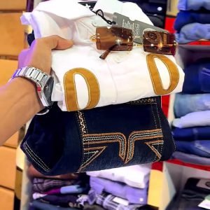 Men's White Graphic Shirt and Blue Denim Jeans Set | Versatile Smart-Casual Collection