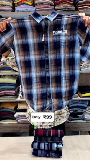 Men's Blue Check Casual Shirt – Everyday Comfort at Unbeatable Value