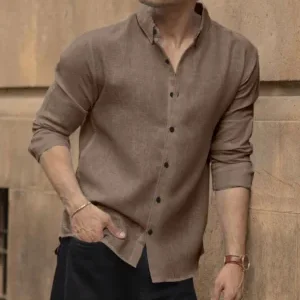 Rich Espresso Textured Slim Fit Casual Shirt – Contemporary Urban Style